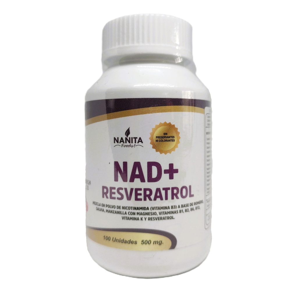 NAD + Resveratrol en Cápsulas 500 mg x 100 u - Nanita