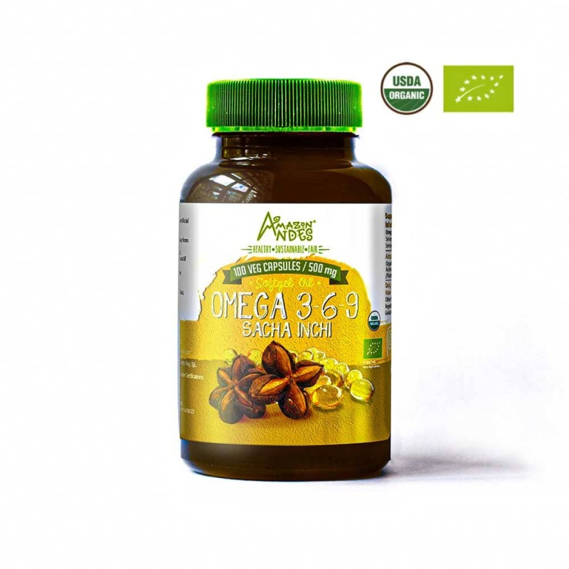 Capsulas Omega 3, 6, y 9 Sacha Inchi Organico100ux 500mg - Amazon Andes