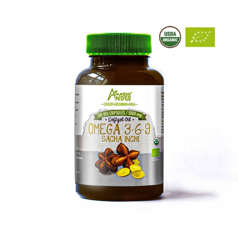 Capsulas Omega 3, 6, y 9 Sacha Inchi Organico 60U x 1000mg - Amazon Andes
